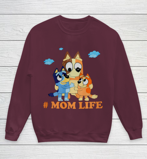 I Love Mom Blueys Love Parents Day #Momlife Youth Sweatshirt 4