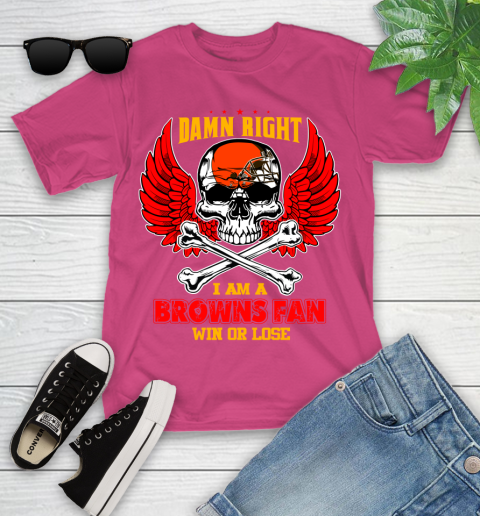 NFL Damn Right I Am A Cleveland Browns Win Or Lose Skull Football Sports Youth T-Shirt 11