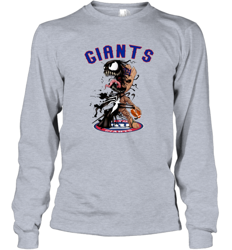 NFL New York Giants Football Venom Groot Guardians Of The Galaxy npU0NLBxJnQ long sleeve tee 14 95 151514 front sport grey