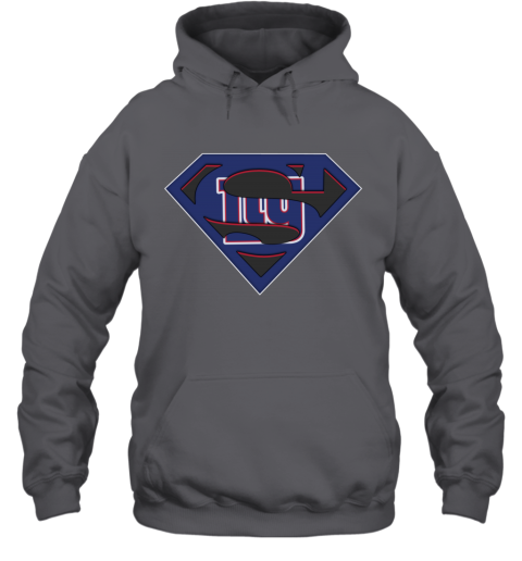 NFL New York Giants LOGO Superman oczo nfl new york giants logo superman hoodie 23 front charcoal