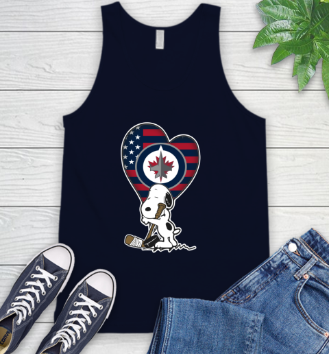 Winnipeg Jets NHL Hockey The Peanuts Movie Adorable Snoopy Tank Top 3