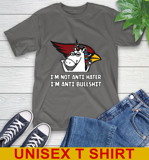 Arizona Cardinals NFL Football Unicorn I'm Not Anti Hater I'm Anti Bullshit T-Shirt 8