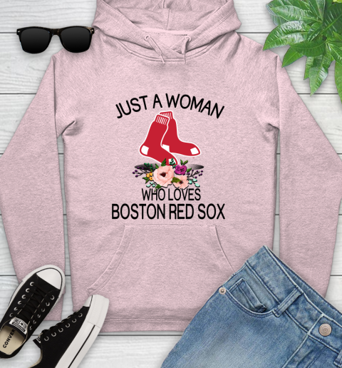 MLB Just A Woman Who Loves Boston Red Sox Baseball Sports Youth Hoodie 6