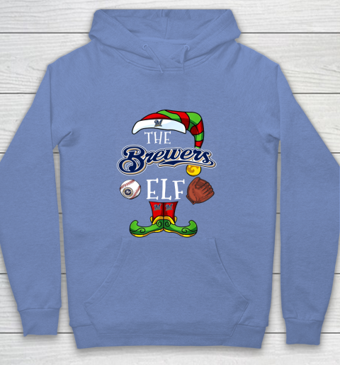 Milwaukee Brewers Christmas ELF Funny MLB Youth Hoodie 8