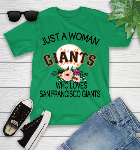 MLB Just A Woman Who Loves San Francisco Giants Baseball Sports Youth T-Shirt 3