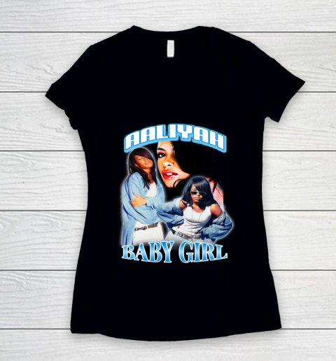 Aaliyah T Shirt Baby Girl Women's V-Neck T-Shirt