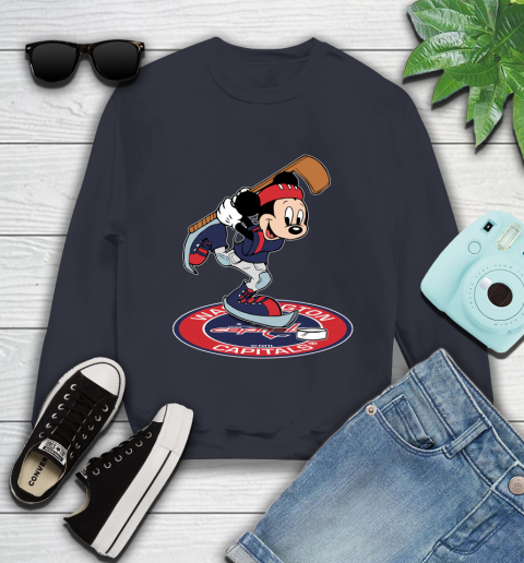 NHL Hockey Washington Capitals Cheerful Mickey Disney Shirt Youth Sweatshirt 3
