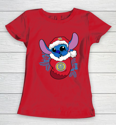 Denver Nuggets Christmas Stitch In The Sock Funny Disney NBA Women's T-Shirt 10
