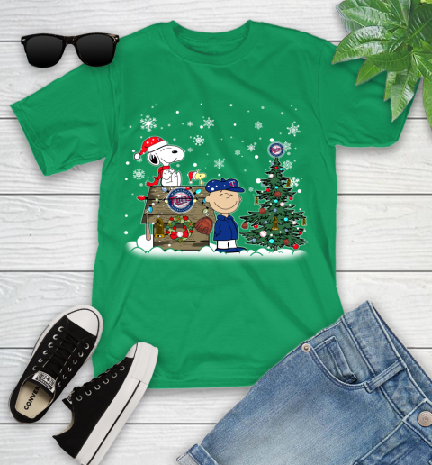 MLB Minnesota Twins Snoopy Charlie Brown Christmas Baseball Commissioner's Trophy Youth T-Shirt 8