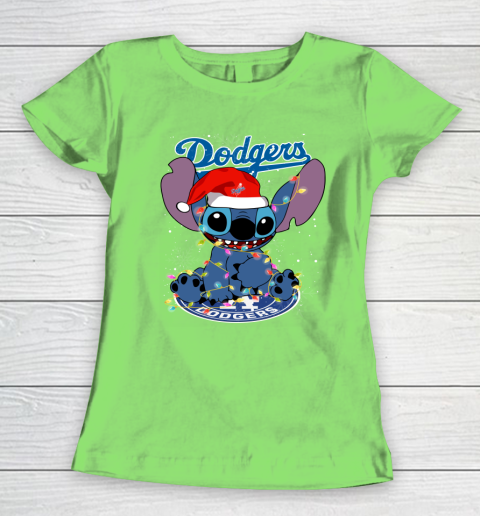 Los Angeles Dodgers MLB noel stitch Baseball Christmas Women's T-Shirt 5