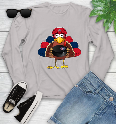 Columbus Blue Jackets Turkey Thanksgiving Day Youth Long Sleeve 12