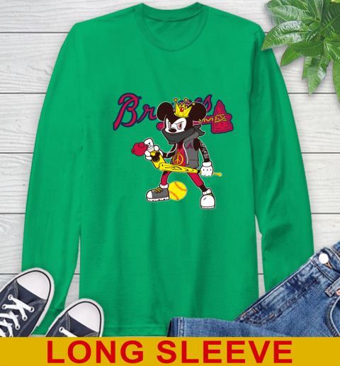 Atlanta Braves MLB Baseball Mickey Peace Sign Sports Long Sleeve T-Shirt 7