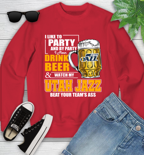NBA Drink Beer and Watch My Utah Jazz Beat Your Team's Ass Basketball Youth Sweatshirt 8