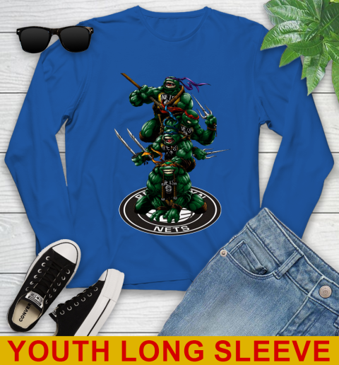 NBA Basketball Brooklyn Nets Teenage Mutant Ninja Turtles Shirt Youth Long Sleeve 10