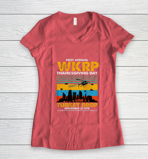 Wkrp Turkey Drop Shirt Turkey Drop T Shirt Turkey Drop Retro Women's V-Neck T-Shirt 4