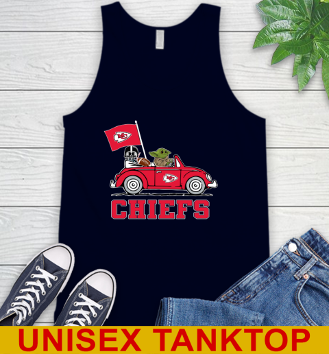 NFL Football Kansas City Chiefs Darth Vader Baby Yoda Driving Star Wars Shirt Tank Top 3