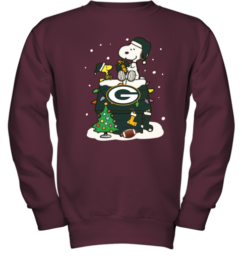 A Happy Christmas With Green Bay Packers Snoopy Youth Sweatshirt