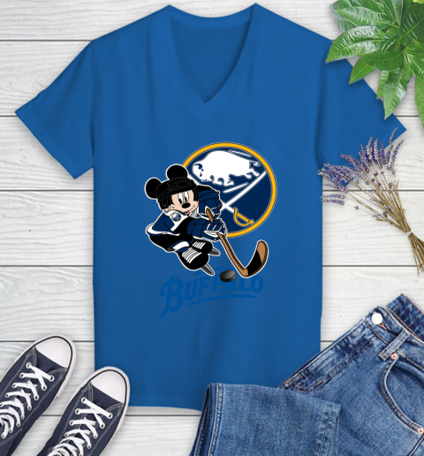 NHL Buffalo Sabres Mickey Mouse Disney Hockey T Shirt Women's V-Neck T-Shirt 10