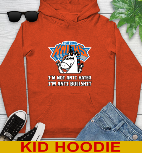 New York Knicks NBA Basketball Unicorn I'm Not Anti Hater I'm Anti Bullshit Youth Hoodie 5