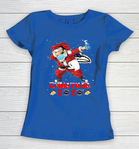 Baltimore Ravens Funny Santa Claus Dabbing Christmas 2020 NFL Women's T-Shirt 8