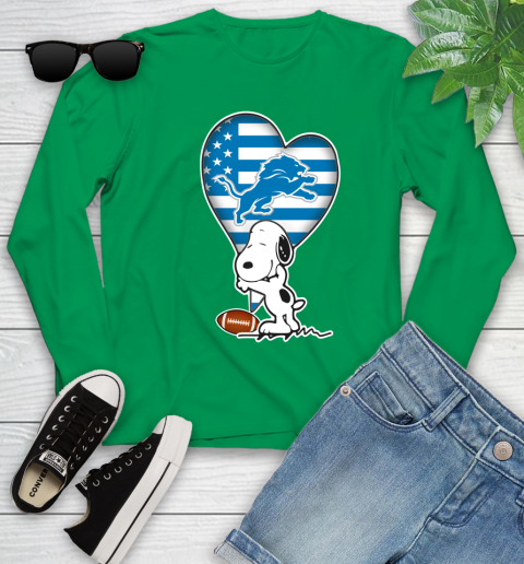 Detroit Lions NFL Football The Peanuts Movie Adorable Snoopy Youth Long Sleeve 6