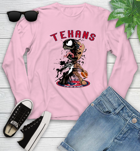 NFL Houston Texans Football Venom Groot Guardians Of The Galaxy Youth Long Sleeve 10