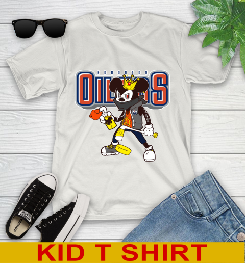 Edmonton Oilers NHL Hockey Mickey Peace Sign Sports Youth T-Shirt - Image 13