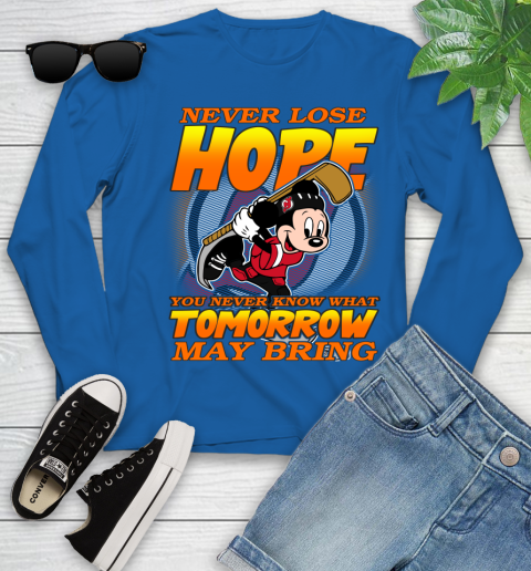 New Jersey Devils NHL Hockey ootball Mickey Disney Never Lose Hope Youth Long Sleeve 10