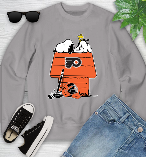 Philadelphia Flyers NHL Hockey Snoopy Woodstock The Peanuts Movie Youth Sweatshirt 4