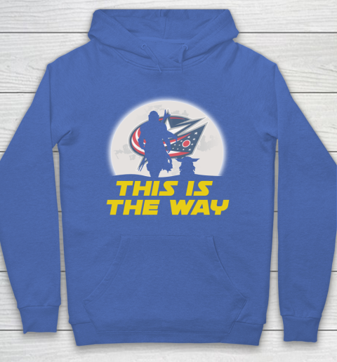 Columbus Blue Jackets NHL Ice Hockey Star Wars Yoda And Mandalorian This Is The Way Hoodie 6