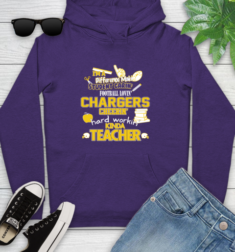 Los Angeles Chargers NFL I'm A Difference Making Student Caring Football Loving Kinda Teacher Youth Hoodie 5