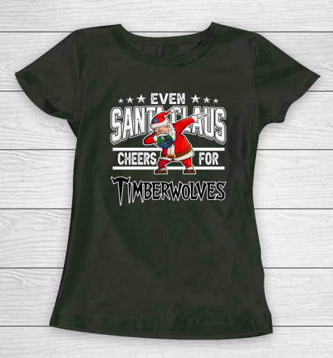Minnesota Timberwolves Even Santa Claus Cheers For Christmas NBA Women's T-Shirt 4