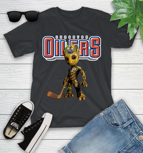 Edmonton Oilers NHL Hockey Groot Marvel Guardians Of The Galaxy Youth T-Shirt 2