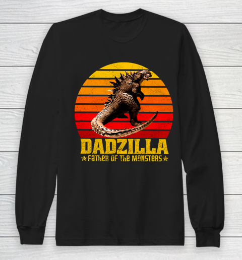 Father's Day Funny Gift Ideas Apparel  Dadzilla Father Of The Monsters Retro Vintage Sunset T Shirt Long Sleeve T-Shirt