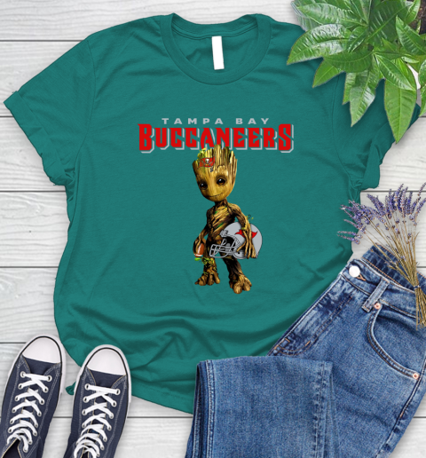 Tampa Bay Buccaneers NFL Football Groot Marvel Guardians Of The Galaxy Women's T-Shirt 12