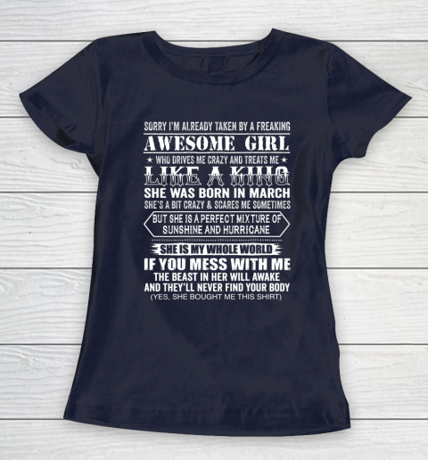 Sorry I m Already Taken by a Freaking Awesome Girl March Birthday Women's T-Shirt 2