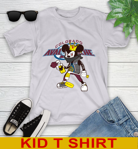 Colorado Avalanche NHL Hockey Mickey Peace Sign Sports Youth T-Shirt - Image 6
