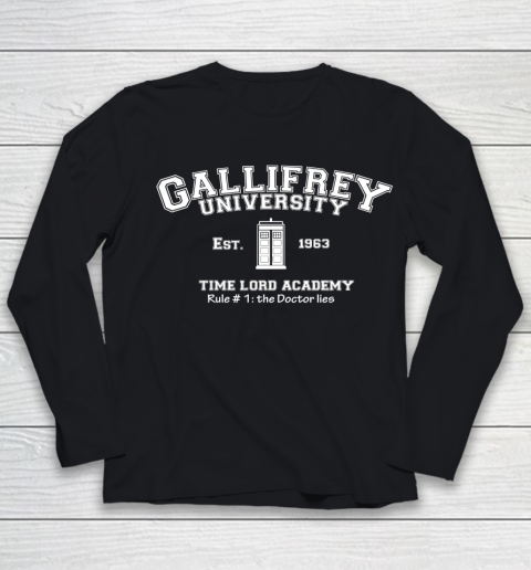 Doctor Who Shirt Gallifrey University Youth Long Sleeve