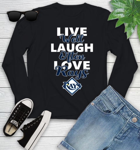 MLB Baseball Tampa Bay Rays Live Well Laugh Often Love Shirt Youth Long Sleeve