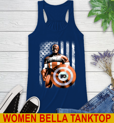 Philadelphia Flyers NHL Hockey Captain America Marvel Avengers American Flag Shirt Racerback Tank 7