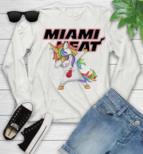 Miami Heat NBA Basketball Funny Unicorn Dabbing Sports Youth Long Sleeve 12