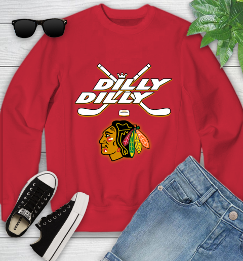 NHL Chicago Blackhawks Dilly Dilly Hockey Sports Youth Sweatshirt 9