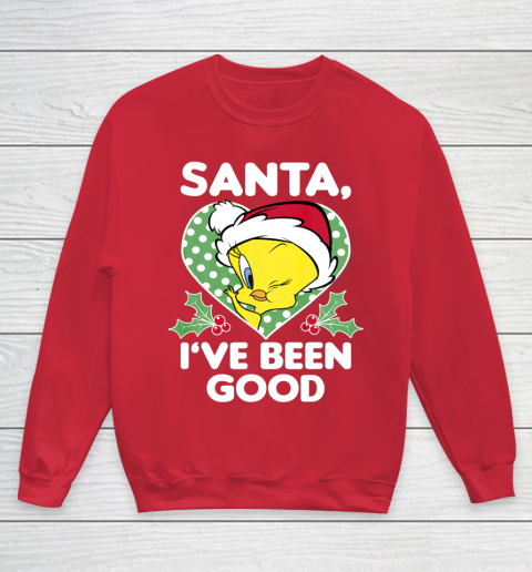 Looney Tunes Christmas Tweety Bird Santa I ve Been Good Youth Sweatshirt 7