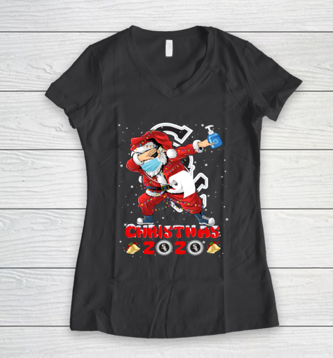 Chicago White Sox Funny Santa Claus Dabbing Christmas 2020 MLB Women's V-Neck T-Shirt 6