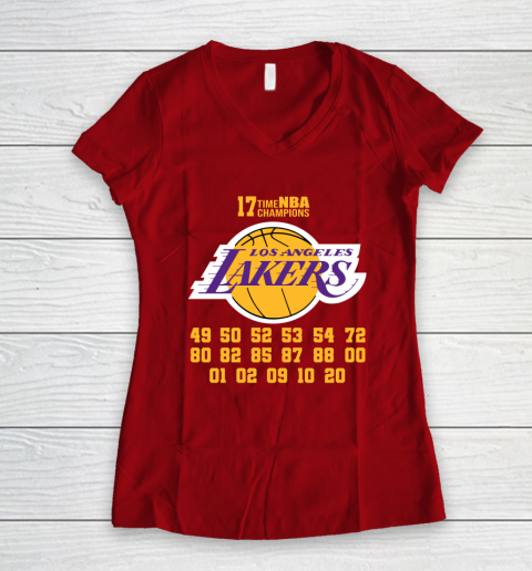 Los Angeles Lakers Finals Champions 17 Time Nba Champions Women's V-Neck T-Shirt 8