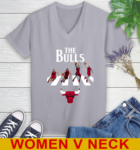 NBA Basketball Chicago Bulls The Beatles Rock Band Shirt Women's V-Neck T-Shirt 4