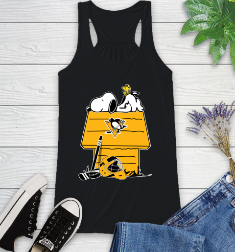 Pittsburgh Penguins NHL Hockey Snoopy Woodstock The Peanuts Movie Racerback Tank 2