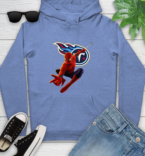 NFL Spider Man Avengers Endgame Football Tennessee Titans Youth Hoodie 12