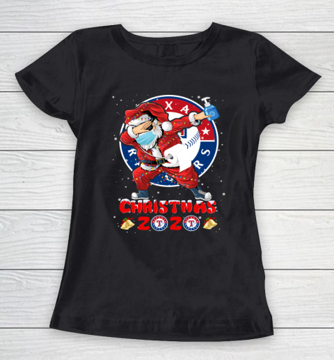 Texas Rangers Funny Santa Claus Dabbing Christmas 2020 MLB Women's T-Shirt