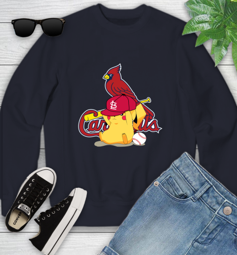 MLB Pikachu Baseball Sports St.Louis Cardinals Youth Sweatshirt - Image 4